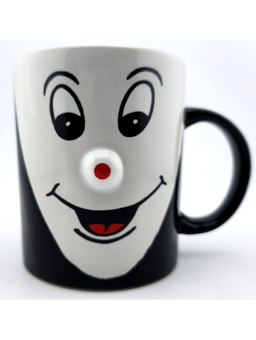 Vintage Funny Face Smiley Clown Mime 3D Figural Coffee Mug Cup – Black White Red